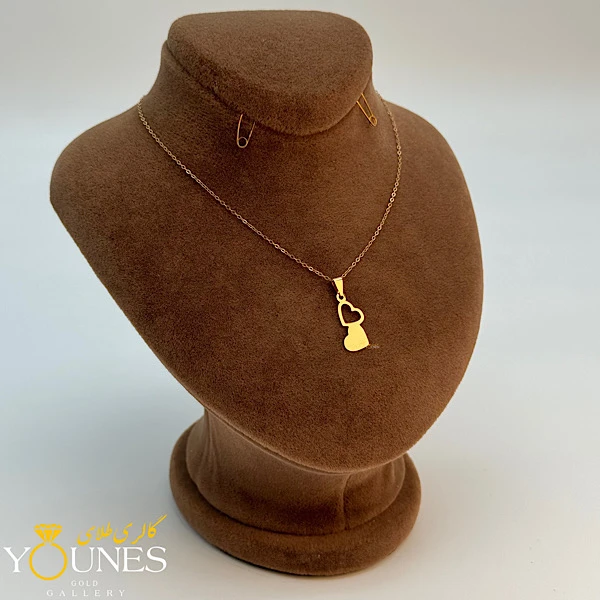 آویز دو قلب پر و خالی طلا لیزری